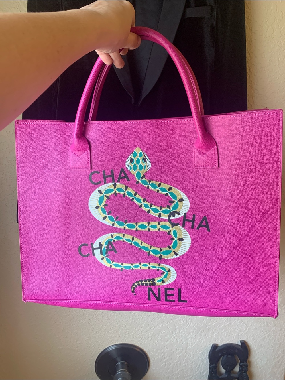 Snake Motif Hot Pink LA TC Designer Inspired Tote